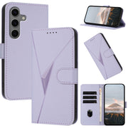 For Samsung Galaxy S25+ 5G Triangle Pattern Buckle Clasp Leather Phone Case(Light Purple)