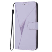 For Samsung Galaxy S25+ 5G Triangle Pattern Buckle Clasp Leather Phone Case(Light Purple)