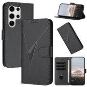 For Samsung Galaxy S25 Ultra 5G Triangle Pattern Buckle Clasp Leather Phone Case(Black)