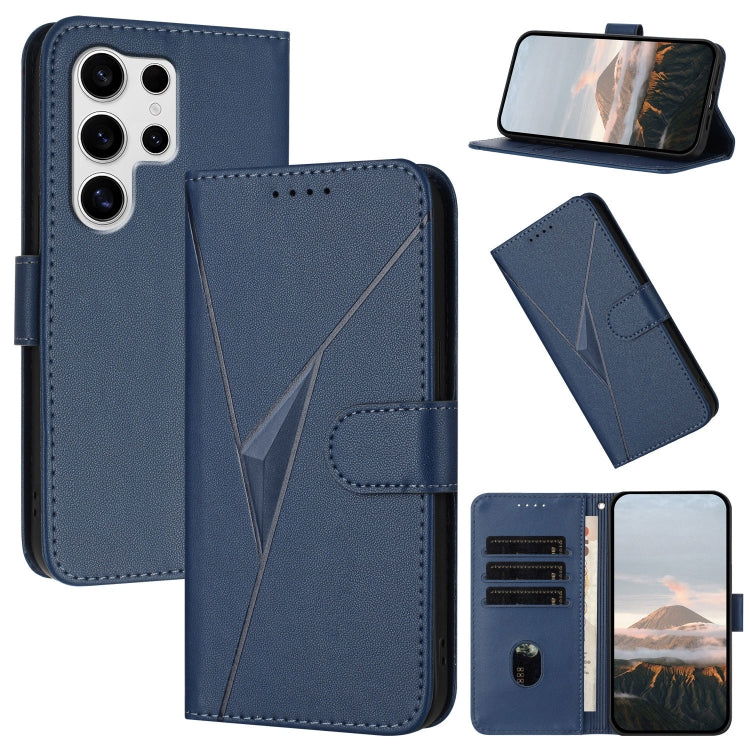 For Samsung Galaxy S25 Ultra 5G Triangle Pattern Buckle Clasp Leather Phone Case(Royal Blue)
