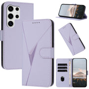For Samsung Galaxy S25 Ultra 5G Triangle Pattern Buckle Clasp Leather Phone Case(Light Purple)