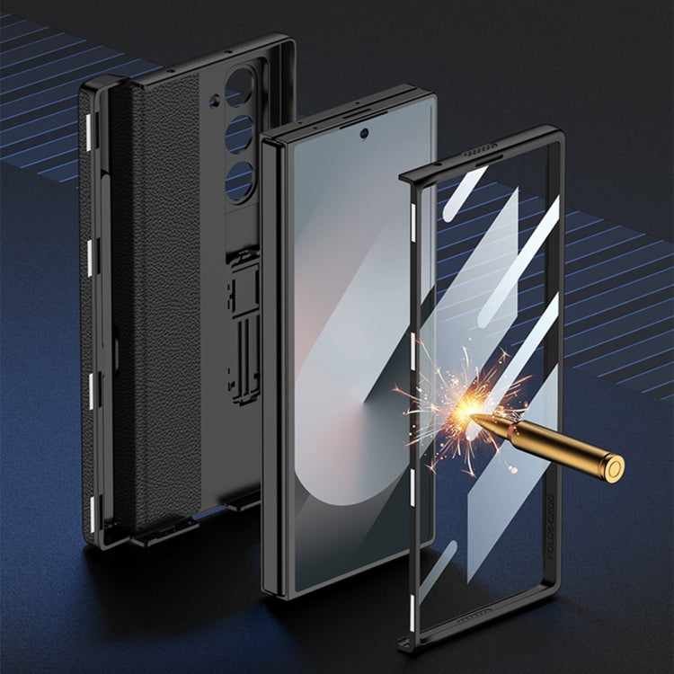 For Samsung Galaxy Z Fold6 GKK Integrated Magnetic Leather Flip Phone Case with Pen Box, Not Included Pen(Grey)