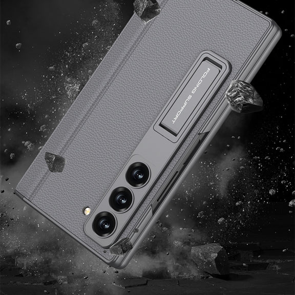 For Samsung Galaxy Z Fold6 GKK Integrated Magnetic Leather Flip Phone Case with Pen Box, Not Included Pen(Titanium Gray)