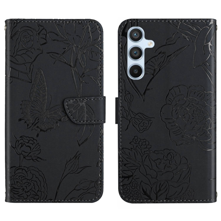 For Samsung Galaxy S25 5G Skin Feel Butterfly Embossed Flip Leather Phone Case(Black)