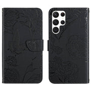 For Samsung Galaxy S25 Ultra 5G Skin Feel Butterfly Embossed Flip Leather Phone Case(Black)