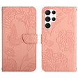 For Samsung Galaxy S25 Ultra 5G Skin Feel Butterfly Embossed Flip Leather Phone Case(Pink) - Galaxy S25 Ultra 5G Cases by PMC Jewellery | Online Shopping South Africa | PMC Jewellery | Buy Now Pay Later Mobicred