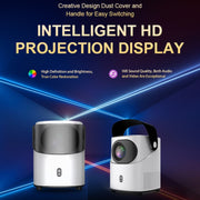 T-2 1920 x 1080P 240ANSI HiSilicon 352 Android 9.0 Portable Projector, UK Plug(White)