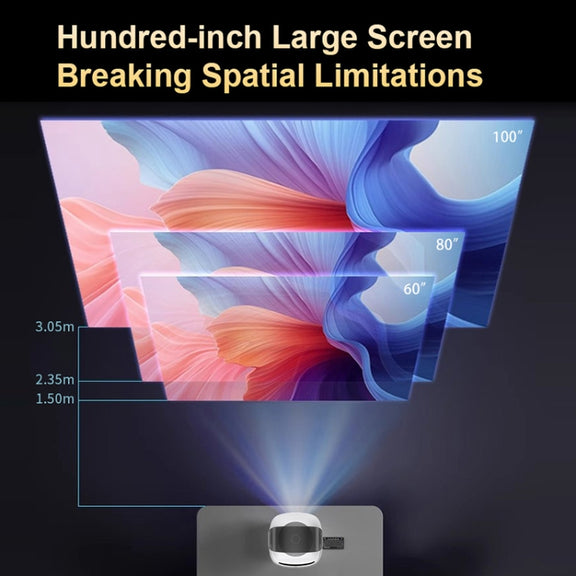 T-2 1920 x 1080P 240ANSI HiSilicon 352 Android 9.0 Portable Projector, US Plug(White)