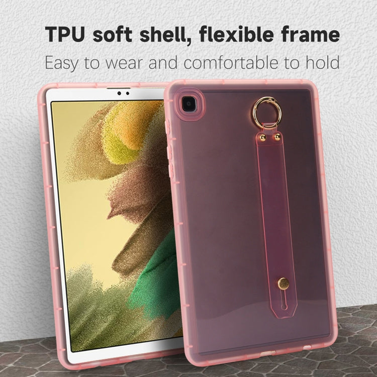 For Samsung Galaxy Tab S9 / S8 / S7 Wristband Holder PC Hybrid TPU Soft Tablet Case(Pink)