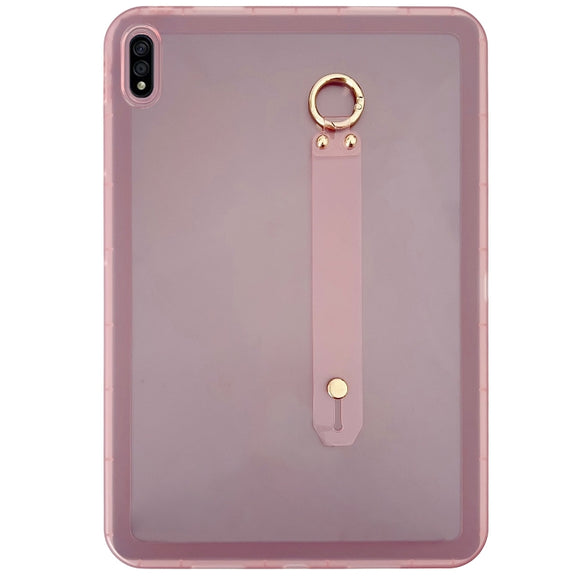 For Samsung Galaxy Tab S9 / S8 / S7 Wristband Holder PC Hybrid TPU Soft Tablet Case(Pink)