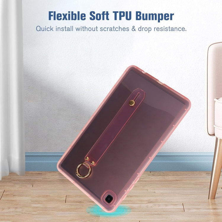 For Samsung Galaxy Tab S9 / S8 / S7 Wristband Holder PC Hybrid TPU Soft Tablet Case(Pink)
