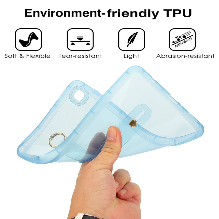 For Samsung Galaxy Tab S9 / S8 / S7 Wristband Holder PC Hybrid TPU Soft Tablet Case(Blue)