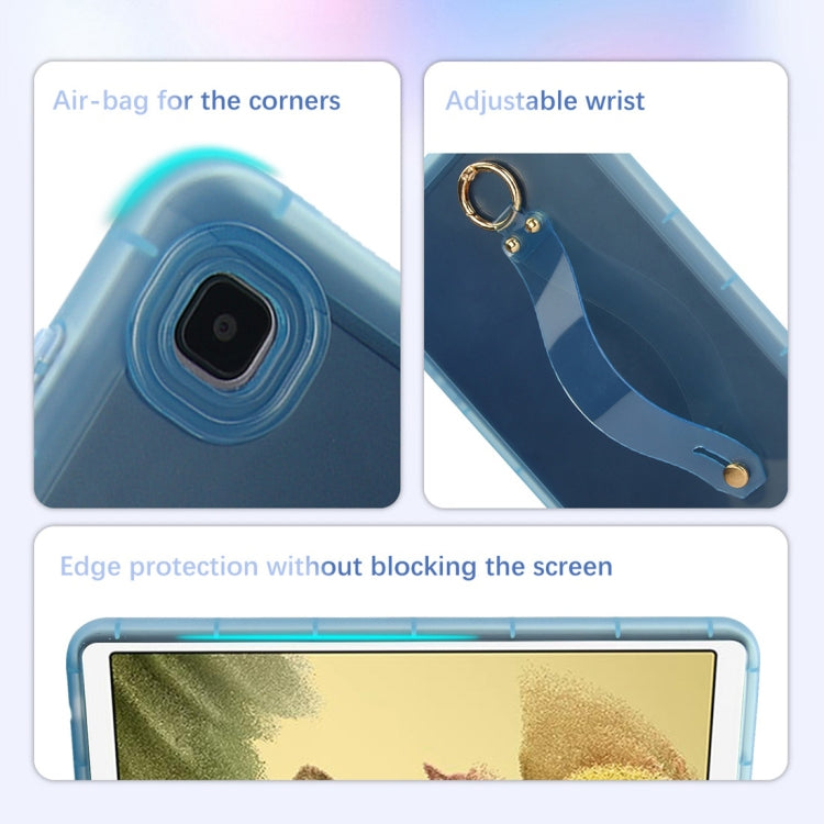 For Samsung Galaxy Tab S9 / S8 / S7 Wristband Holder PC Hybrid TPU Soft Tablet Case(Blue)