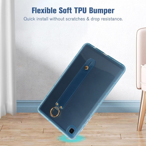 For Samsung Galaxy Tab S9 / S8 / S7 Wristband Holder PC Hybrid TPU Soft Tablet Case(Blue)