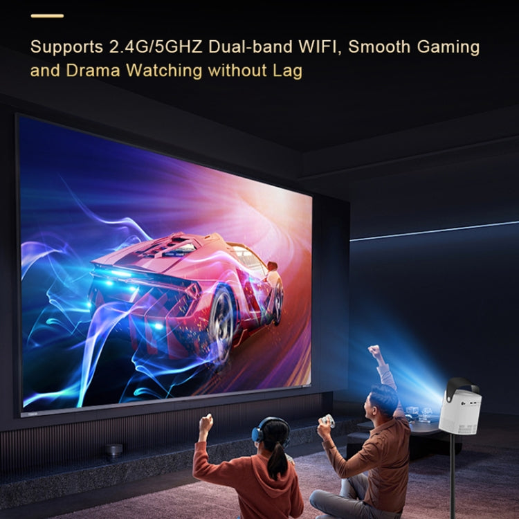 TS-2 1920 x 1080P 240ANSI HiSilicon 352 Android 9.0 Telescopic Projector, UK Plug(White)