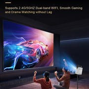 TS-2 1920 x 1080P 240ANSI HiSilicon 352 Android 9.0 Telescopic Projector, UK Plug(White)