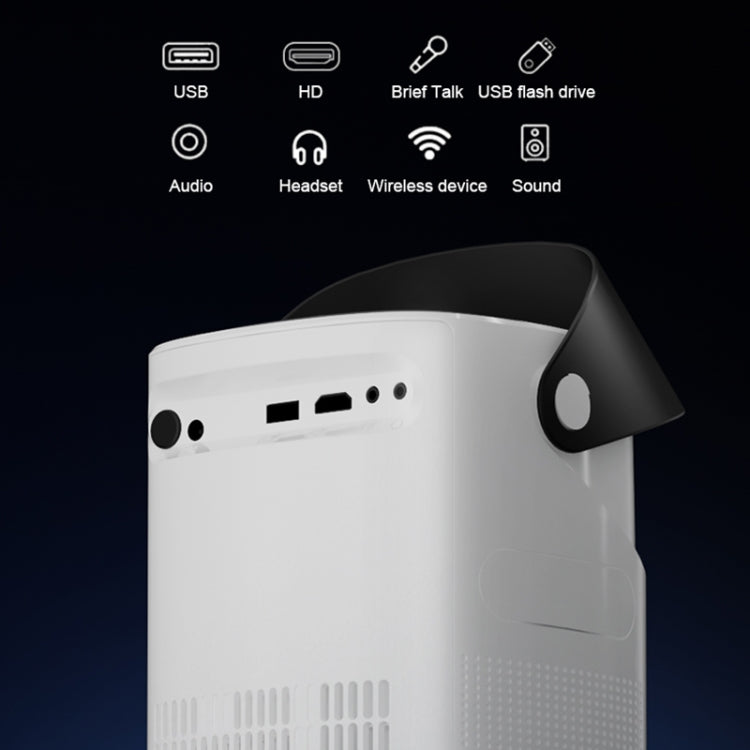 TS-2 1920 x 1080P 240ANSI HiSilicon 352 Android 9.0 Telescopic Projector, UK Plug(White)