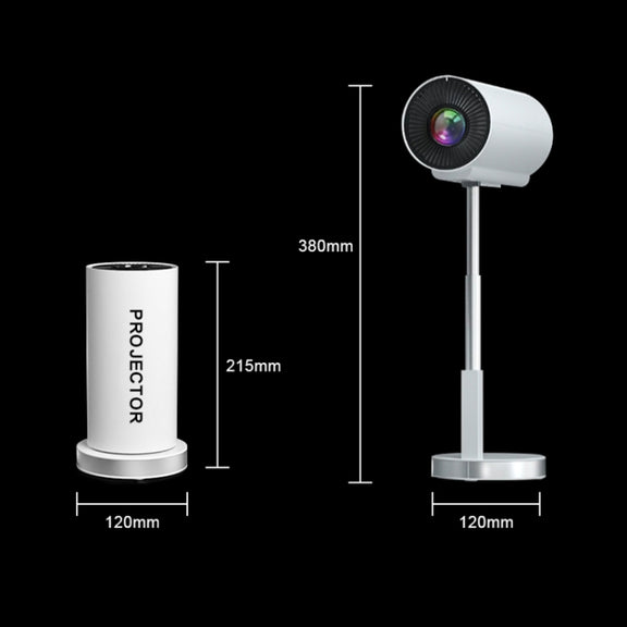 TS-3 1280x720P 260ANSI HiSilicon 352 Android 9.0 Telescopic Projector, UK Plug(White)