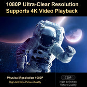 TS-3 1280x720P 260ANSI HiSilicon 352 Android 9.0 Telescopic Projector, UK Plug(White)