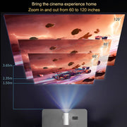 TS-3 1280x720P 260ANSI HiSilicon 352 Android 9.0 Telescopic Projector, UK Plug(White)