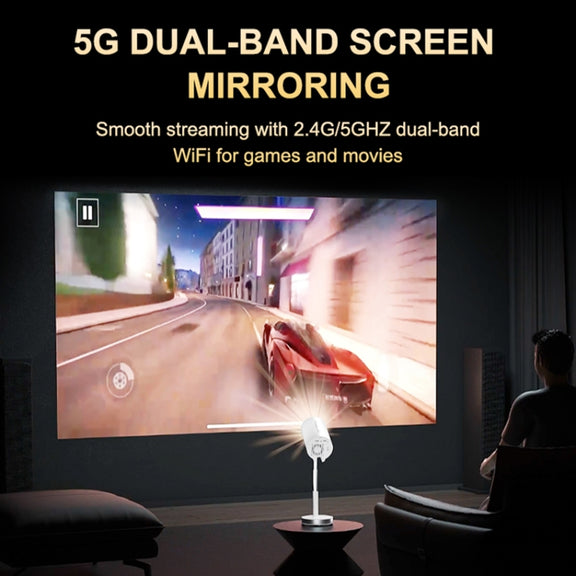 TS-3 1280x720P 260ANSI HiSilicon 352 Android 9.0 Telescopic Projector, UK Plug(White)