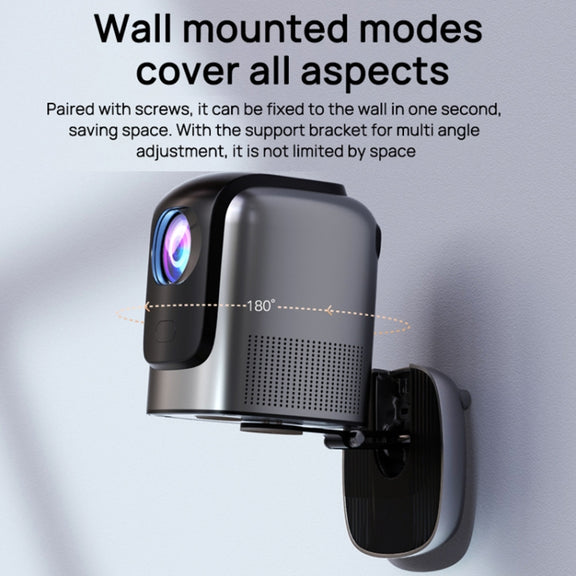 TZ-1 1080P 280ANSI HiSilicon 352 Android 9.0 Foldable PTZ Stand Projector, UK Plug(Grey)