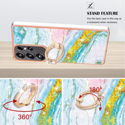 For Samsung Galaxy S25 Ultra 5G Electroplating Marble IMD TPU Phone Case with Ring Holder(Green 004)
