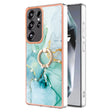 For Samsung Galaxy S25 Ultra 5G Electroplating Marble IMD TPU Phone Case with Ring Holder(Green 003) - Galaxy S25 Ultra 5G Cases by PMC Jewellery | Online Shopping South Africa | PMC Jewellery | Buy Now Pay Later Mobicred