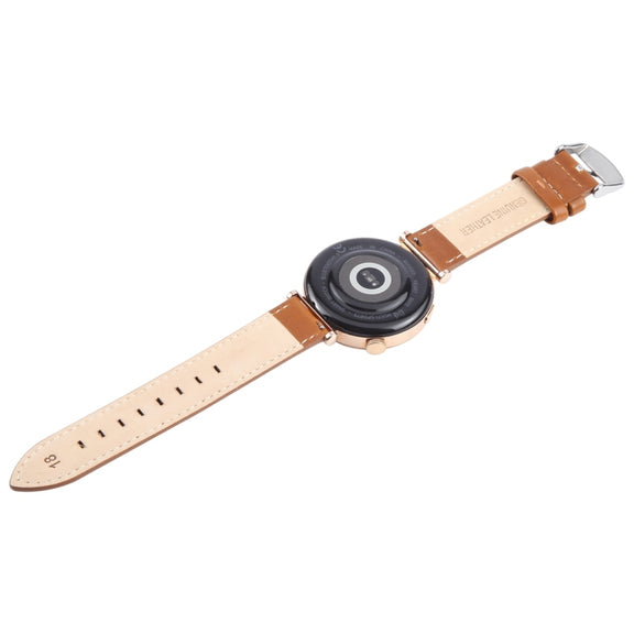 14mm Silver Steel Buckle Genuine Leather Watch Band Wristband(Brown)