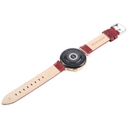 18mm Silver Steel Buckle Genuine Leather Watch Band Wristband(Wine Red)