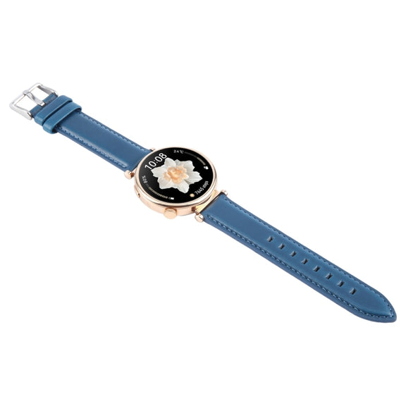 18mm Silver Steel Buckle Genuine Leather Watch Band Wristband(Blue)
