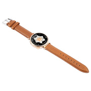 18mm Silver Steel Buckle Genuine Leather Watch Band Wristband(Brown)