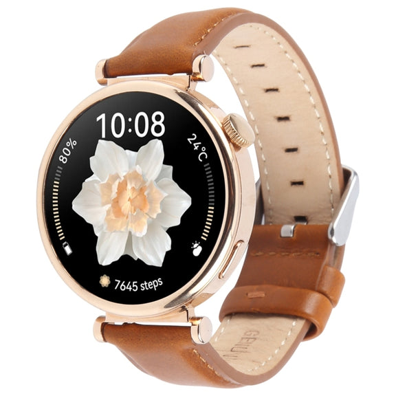 18mm Silver Steel Buckle Genuine Leather Watch Band Wristband(Brown)