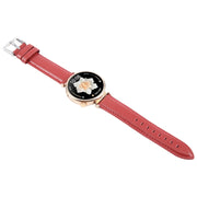 18mm Silver Steel Buckle Genuine Leather Watch Band Wristband(Red)
