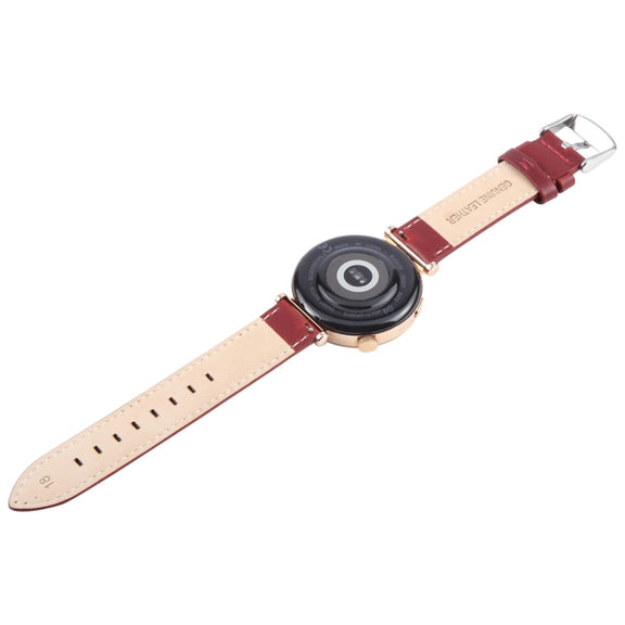20mm Silver Steel Buckle Genuine Leather Watch Band Wristband(Wine Red)