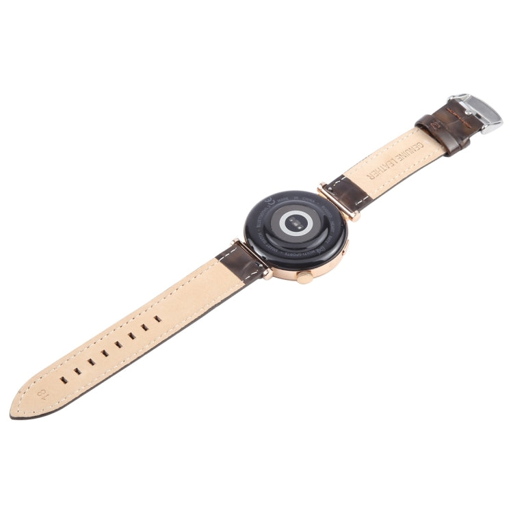 20mm Silver Steel Buckle Genuine Leather Watch Band Wristband(Coffee)