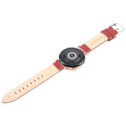 20mm Silver Steel Buckle Genuine Leather Watch Band Wristband(Red)