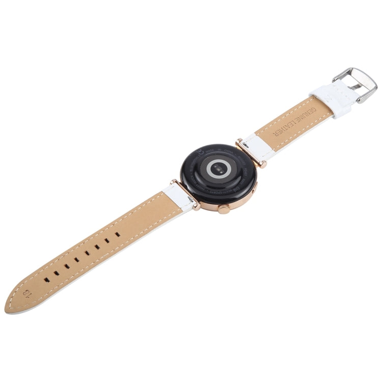 20mm Silver Steel Buckle Genuine Leather Watch Band Wristband(White)