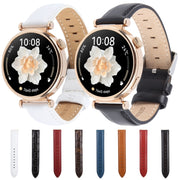 18mm Silver Steel Buckle Genuine Leather Watch Band Wristband(White)