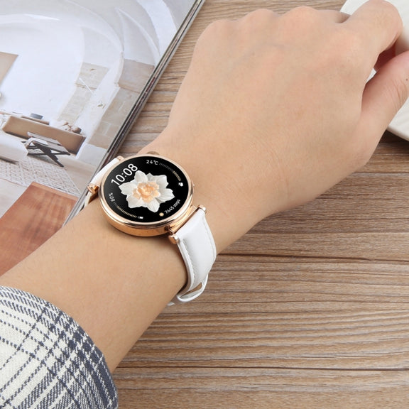 18mm Silver Steel Buckle Genuine Leather Watch Band Wristband(White)