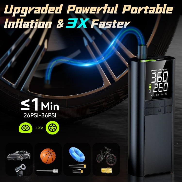 T8 Car Digital Display Portable Smart Electric Wireless Air Pump(Black)