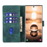For Samsung Galaxy S25 Ultra 5G Pen Heart Cat Embossed Leather Phone Case(Green)