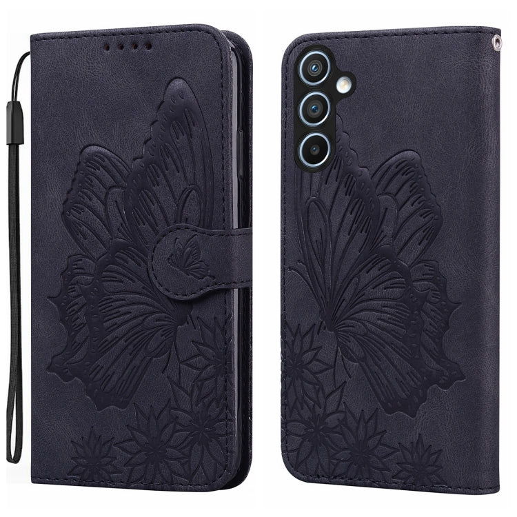 For Samsung Galaxy S25 5G Retro Skin Feel Butterflies Embossing Horizontal Flip Leather Phone Case(Black)