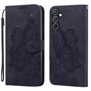 For Samsung Galaxy S25 5G Retro Skin Feel Butterflies Embossing Horizontal Flip Leather Phone Case(Black)