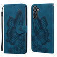 For Samsung Galaxy S25 5G Retro Skin Feel Butterflies Embossing Horizontal Flip Leather Phone Case(Blue) - Galaxy S25 5G Cases by PMC TechLife | Online Shopping South Africa | PMC TechLife | Buy Now Pay Later Mobicred