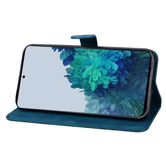 For Samsung Galaxy S25+ 5G Retro Skin Feel Butterflies Embossing Horizontal Flip Leather Phone Case(Blue)