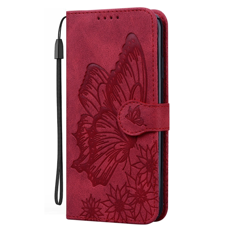 For Samsung Galaxy S25+ 5G Retro Skin Feel Butterflies Embossing Horizontal Flip Leather Phone Case(Red)