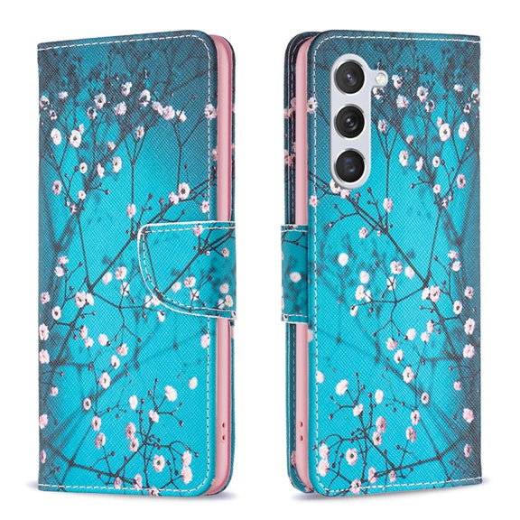 For Samsung Galaxy S25 5G Colored Drawing Pattern Leather Phone Case(Plum Blossom)