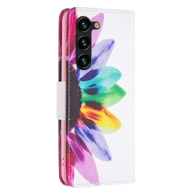 For Samsung Galaxy S25+ 5G Colored Drawing Pattern Leather Phone Case(Sun Flower)