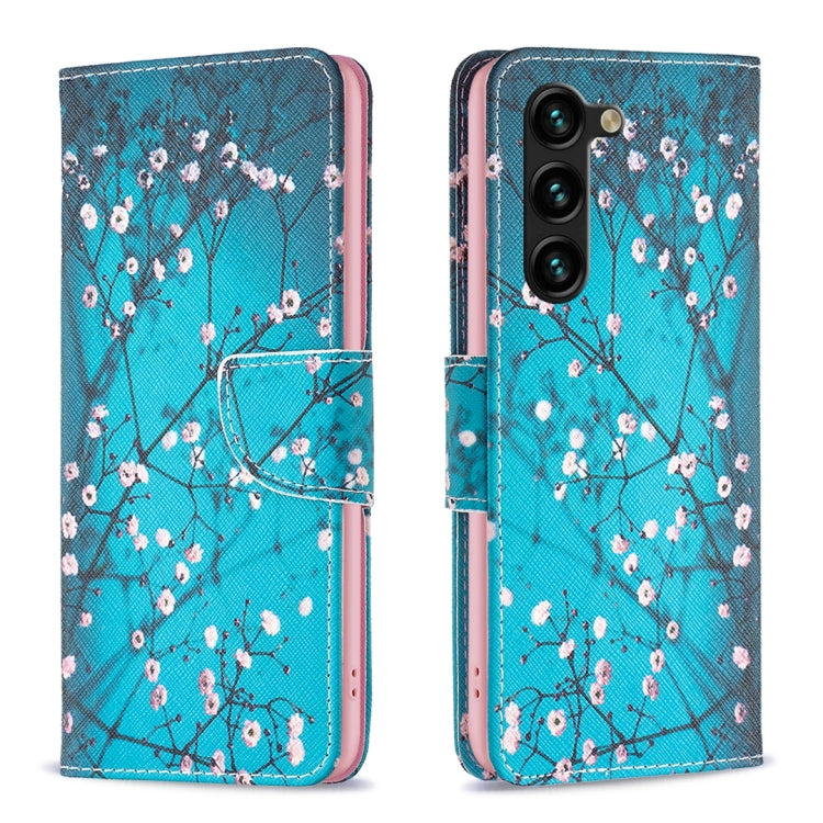 For Samsung Galaxy S25+ 5G Colored Drawing Pattern Leather Phone Case(Plum Blossom)